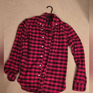 J. Crew Red and Black Checkered Men's Shirt